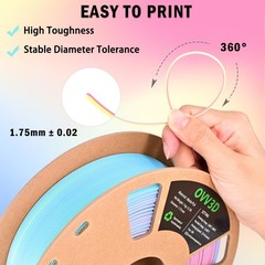 OVV3D PLA Filament 1.75mm, Matte 1.75 millimeters, Tri-color Macaron