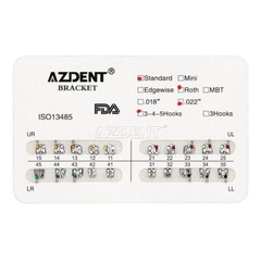 AZDENT Dental Orthodontic Brackets Braces Standard Roth .022 Hooks 3-4-5 FDA