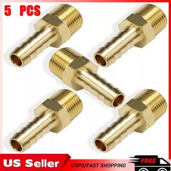 5* Brass 3/8In Hose Barb to 3/8In Male NPT Hose Fitting,Water Fuel Air Metals