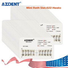 AZDENT 10X Dental Orthodontic Brackets Braces MINI Roth Slot.022 Hooks 345 Metal