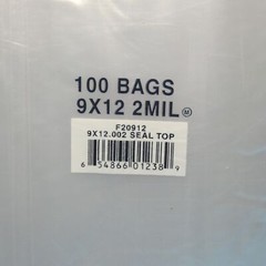 Elkay Plastics F20912 Clear Top Zip Seal Bag 9 x 12 IN 2 Mil Qty 100