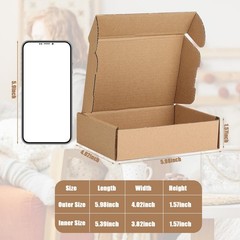 100 Pcs 6 X 4 X 1.6 Inches Shipping Boxes Corrugated Cardboard Brown