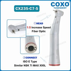 COXO Dental 1:5 Electric Increasing Speed Handpiece Fiber Optic Contra AngleC7-5