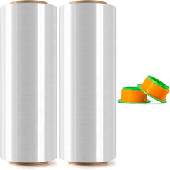 2 Rolls Clear Stretch Wrap 12″ X 1000 FT X 80 Gauge, Industrial Heavy Duty Stret