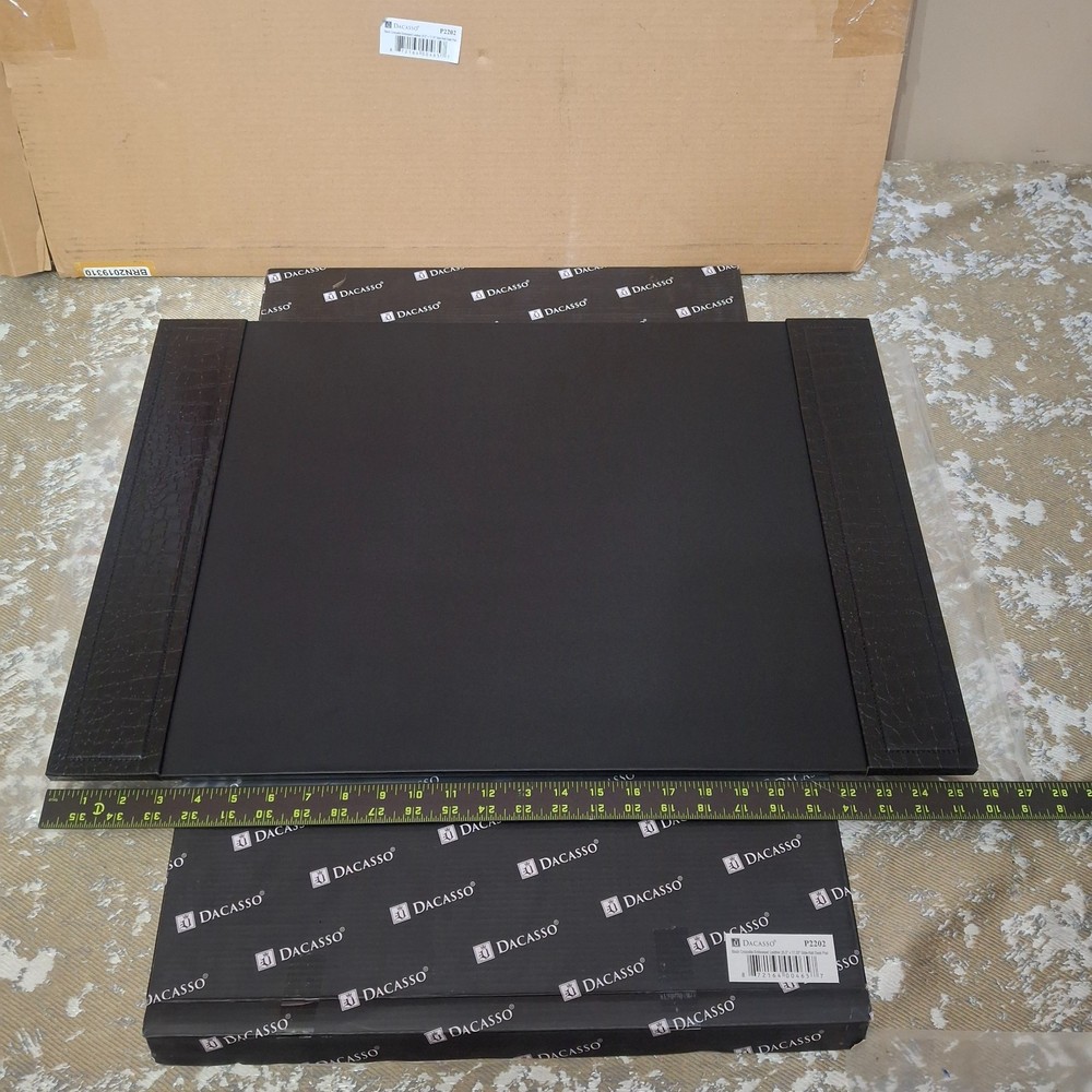 DaCasso Desk Pad Mat P2202 Black Crocodile Embossed Leather 25.5″ x 17.25″