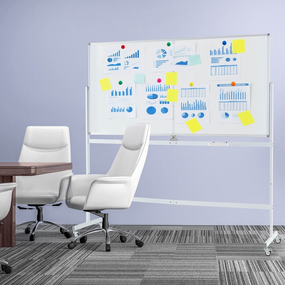 72″ x 36″ Double-Sided Magnetic Whiteboard w/ Stand and Aluminum Alloy Frame