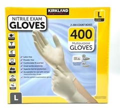 Kirkland Signature Nitrile Exam Powder-Free Exam Gloves – LARGE – 400 Count