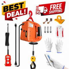 Power Electric Portable Hoist Winch 1500LBS, 3 in 1 Electric Cable Hoist 110V 25