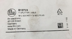 New IFM E12723 Y-Splitter Cable M12 Socket / 2x M12 Plugs
