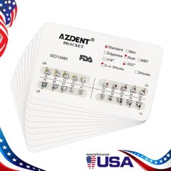 10X AZDENT Dental Orthodontic Brackets Braces Standard Roth.022 Hooks 345 USA