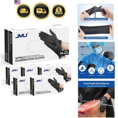Black Nitrile Gloves Medium Bulk, Case of 1200, 3.5Mil, Latex Free Powder Free