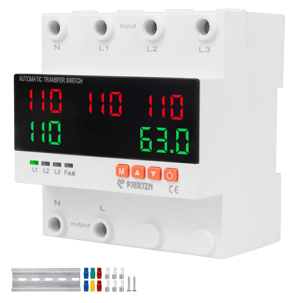 Automatic Transfer Switch – 110V/240V 63A Adjustable Circuit Breaker Overcurrent