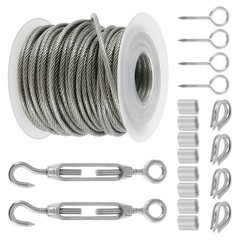 15/30m Stainless Steel PVC Coated Cable Rope Kit Heavy Duty Garden Fence Wire