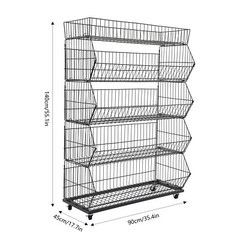5 Tier Wire Grid Retail Display Shelf Merchandise Display Rack Stand 90*43*136cm