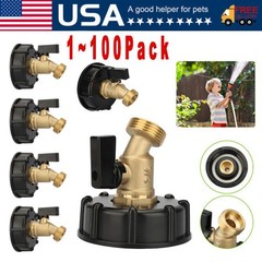 275 330 Gallon IBC Tote Water Tank Adapter 2″ Brass Hose Faucet Valve Connector