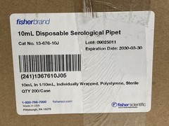 (200/Cs) FISHERBRAND 10mL Disposable Serological Pipettes w/Magnifier 13-676-10J