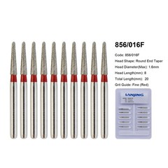 Dental Round End Taper Bur Diamond Bur 856/016F Fine Friction Grip FG High Speed
