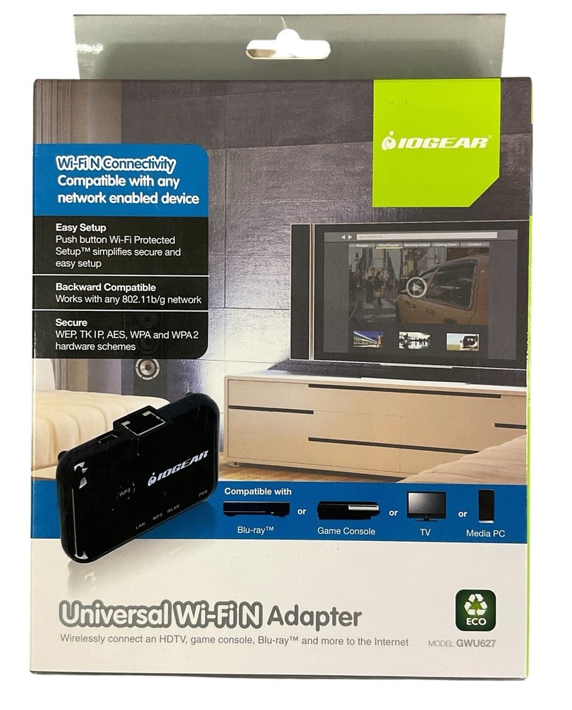 IOGEAR GWU627 Universal Wi-Fi N Wi-FiN Network Ethernet Switch Adapter TV PC