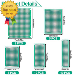 32 Pcs PCB Board Green Circuit Board with 5 Sizes Compatible Double Sided PCb