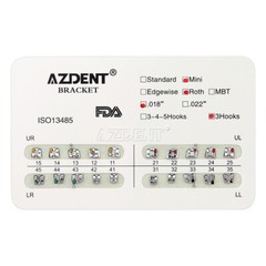 AZDENT Dental Orthodontic Brackets Mini/Standard Roth/MBT 018/022 Hooks 3/345