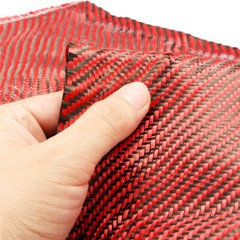30cmx150cm Durable Carbon Fiber Black Red Mixed Cloth Fabric Twill Aramid 200gsm