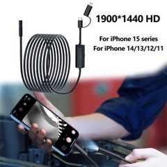 8LED Endoscope Borescope HD Inspection Camera Scope For iPhone 17/16/15 Android