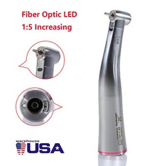 NSK Style Dental 1:5 Increasing Handpiece Fiber Optic LED Contra Angle Red Ring