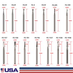 10-100 US Dental Fast High Speed Handpiece Burs Round Tungsten Carbide FG Bur po