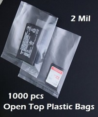1000 Clear Poly 2-Mil Plastic Bags Lay Flat Open Top FDA Impulse Sealer Baggies