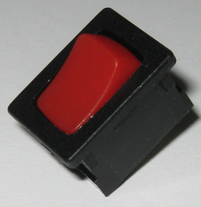 Defond Mini Black Switch with Red Rocker – SPST – 125V 15A – 250V 7.5A .5 x .75