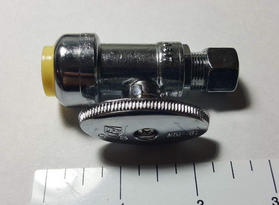 5 PIECES 1/2″ PUSH FIT X 3/8″ OD STRAIGHT STOP VALVE. 1/4-TURN. METAL HANDLE