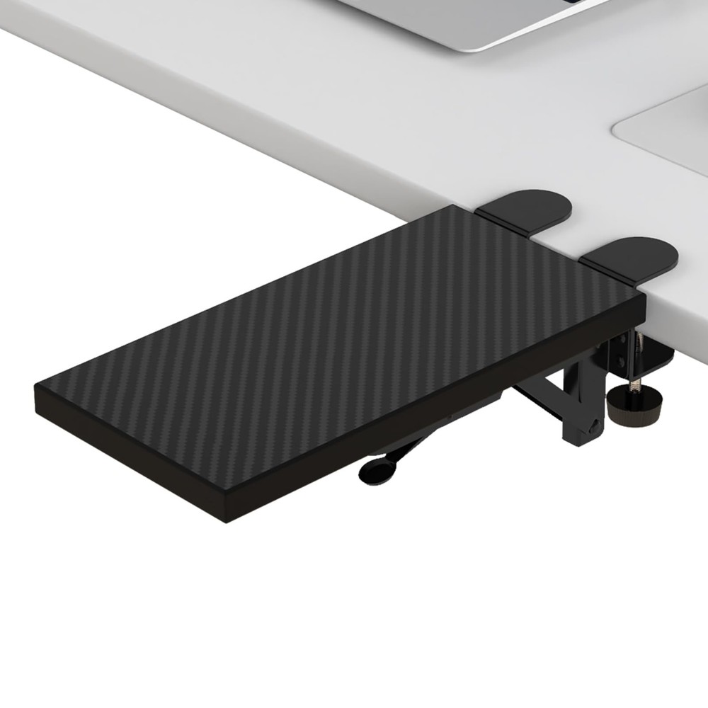 Ergonomics Desk Extender Tray 11.8×5.9 Inch PunchFree Clamp Keyboard Drawer