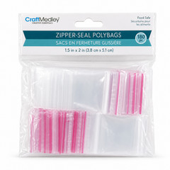 CraftMedley Clear Pink Food Safe Zipper Seal Polybags 1.5x2in 180pc