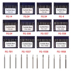 10-100pc Dental High Speed Handpiece Tungsten Carbide Burs Round FG1/2/3/4/5/330