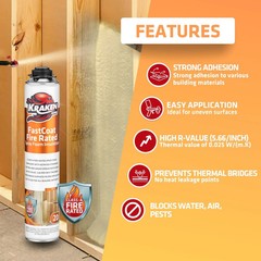 Kraken Bond FastCoat Spray Foam Insulation,Closed Cell 27.1 oz, 12 Pack-Cleaner