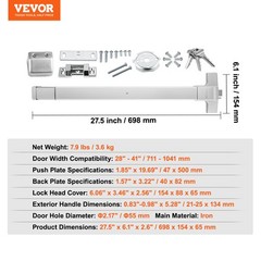 VEVOR Push Bar Door Locks Carbon Steel Panic Bars for Exit Doors Exterior Lever