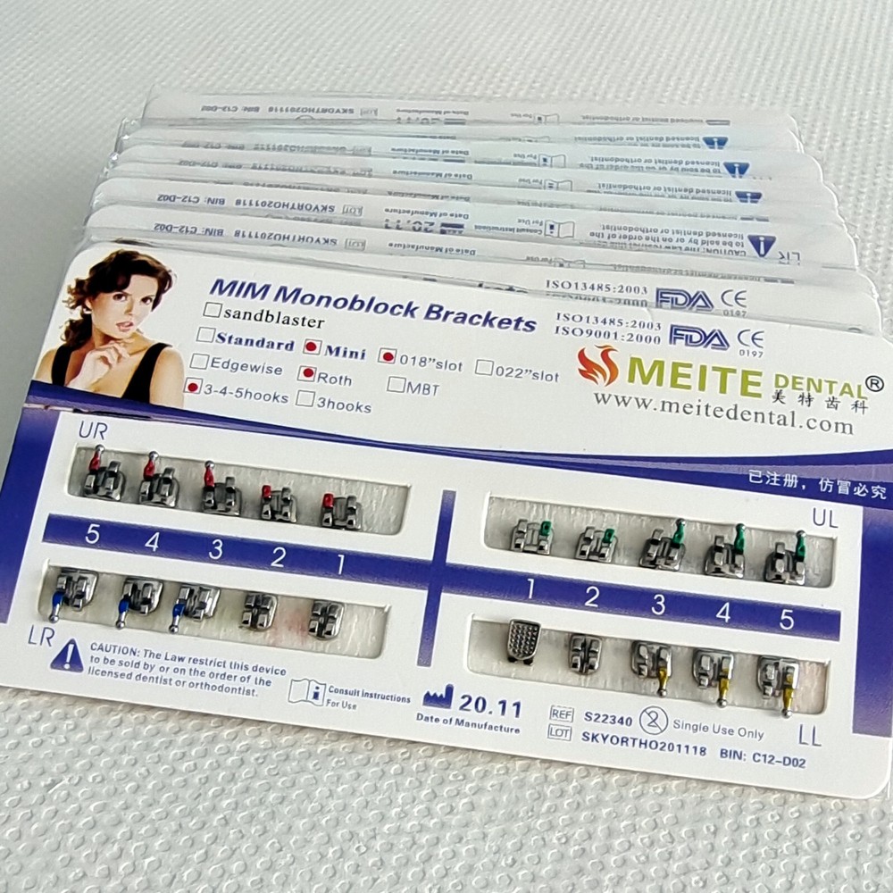 Dental Orthodontic Monoblock MIM Bracket Braces Mini Roth/ MBT 018/ 022