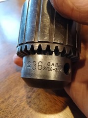 JACOBS No 36, w/ NEW 3/16-3/4″ JAWS INSTALLED, CLEAN and SMOOTH, KEY, VGU COND