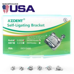 AZDENT Orthodontic Dental Self-ligating Bracket Braces Mini Roth 0.022 Hooks 345