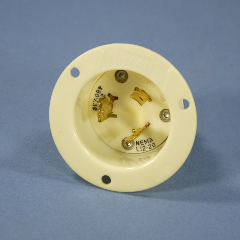 Bryant Twist Locking Flanged Inlet Plug Nema L11-20P 20A 250V 3� Bulk L1220FI