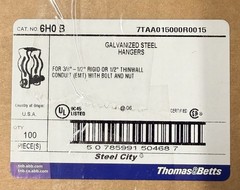 Thomas & Betts Steel City 6H0 B (QTY 100) 3/8″- 1/2″ Conduit Galv Pipe Hangers