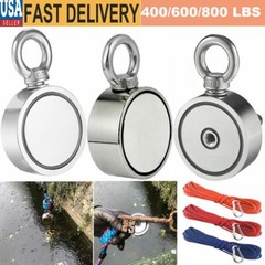 Double Sided Super Strong Neodymium Fishing Magnet 400/600/800LB Pulling Force