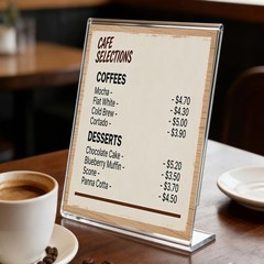 6 PACK Acrylic Sign Stand 8.5″ x 11″ Plastic Clear Table Display Paper Holder