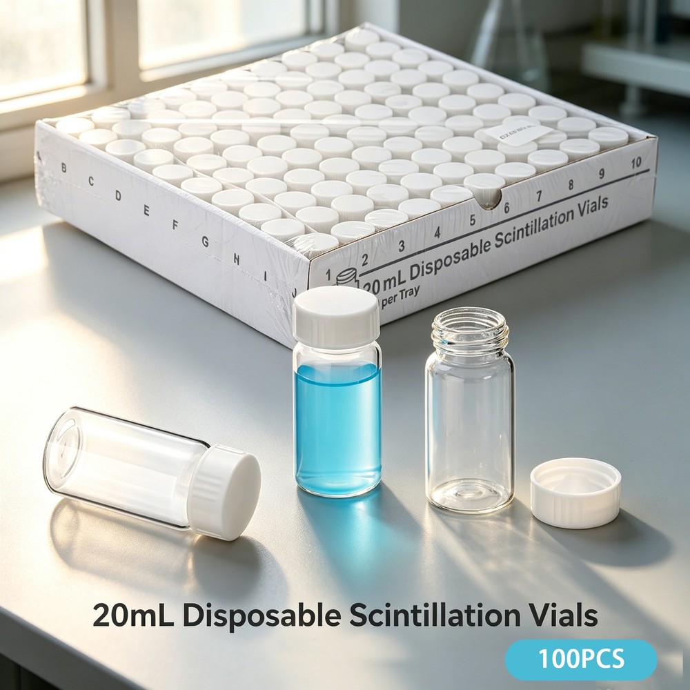 20ml Scintillation Vials 100x Borosilicate Glass Sample Vials Cone Shaped Liner