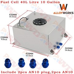 40L Litre 10 Gallon Aluminum Fuel Surge Cell Tank With Cap Sensor Foam Inside