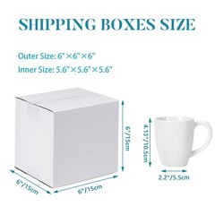 SPEPLA Shipping Boxes 6x6x6 Set of 6, White Corrugated Inches, white