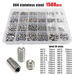 1500x Hex Socket Set Screw Kit M2-M8 Cup Point Grub Bolt Assortment