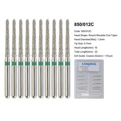 FG Dental Diamond Burs 856 850 Round End Taper Crown Prep Coarse Fine High Speed