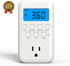 Watt Meter Plug with Backlight, Plug-In Socket Power Meter Electricity Usage Mon