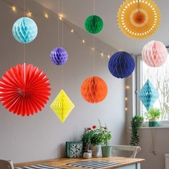 20 PCS MultiColor Paper Honeycomb Balls Rainbow Party Decor Baby Shower